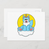 Katze als Einhorn auf Wolken und Sonne Postkarte (Vorne/Hinten)
