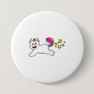 Katze als Einhorn Button