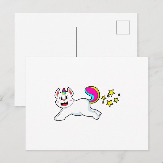 Katze als Einhorn Postkarte (Vorne/Hinten)