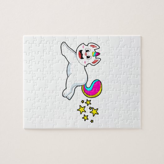 Katze als Einhorn Puzzle (Horizontal)