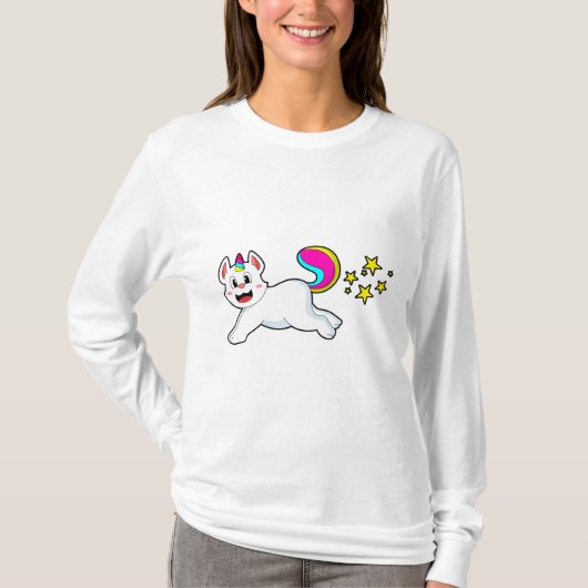 Katze als Einhorn T-Shirt (Vorderseite)