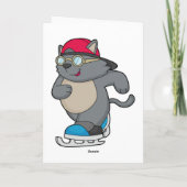 Katze als Eis-Skater mit Eis-Skaten Karte (Rückseite)