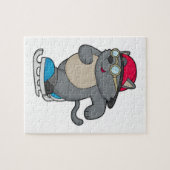 Katze als Eis-Skater mit Eis-Skaten Puzzle (Horizontal)