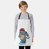 Katze als Eis-Skater mit Eis-Skaten Schürze (Getragen)