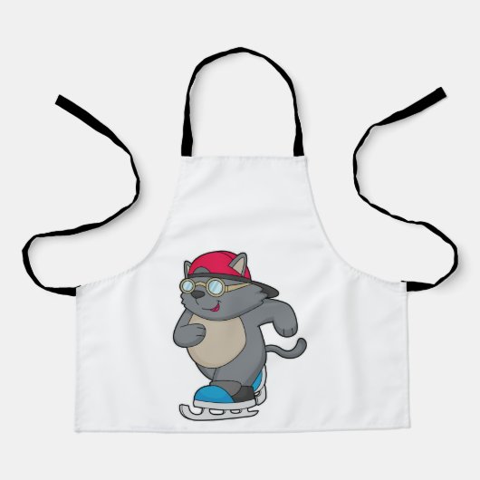 Katze als Eis-Skater mit Eis-Skaten Schürze (Vorderseite)