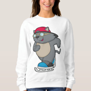 Katze als Eis-Skater mit Eis-Skaten Sweatshirt