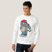 Katze als Eis-Skater mit Eis-Skaten Sweatshirt (Vorne ganz)