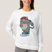 Katze als Eis-Skater mit Eis-Skaten T-Shirt (Vorderseite)