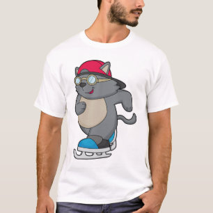 Katze als Eis-Skater mit Eis-Skaten T-Shirt