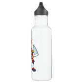 Katze als Feuerwehrmann in der Feuerabteilung mit  Edelstahlflasche (Rechts)