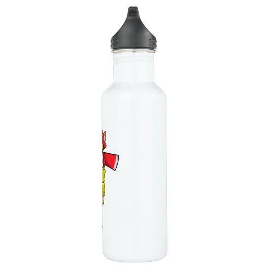 Katze als Feuerwehrmann mit Ax Edelstahlflasche (Rechts)