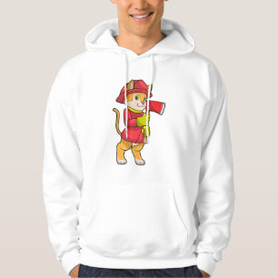 Katze als Feuerwehrmann mit Ax Hoodie