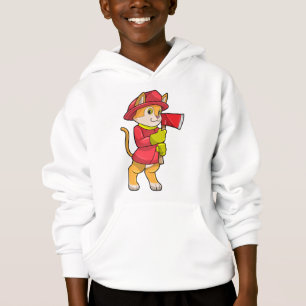 Katze als Feuerwehrmann mit Ax Hoodie