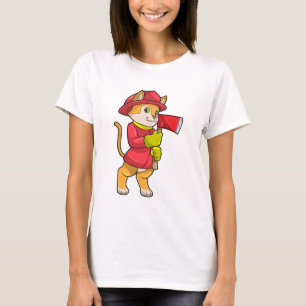Katze als Feuerwehrmann mit Ax T-Shirt