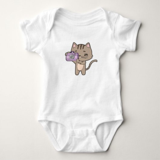Katze als Fotograf mit Kamera Baby Strampler (Vorderseite)