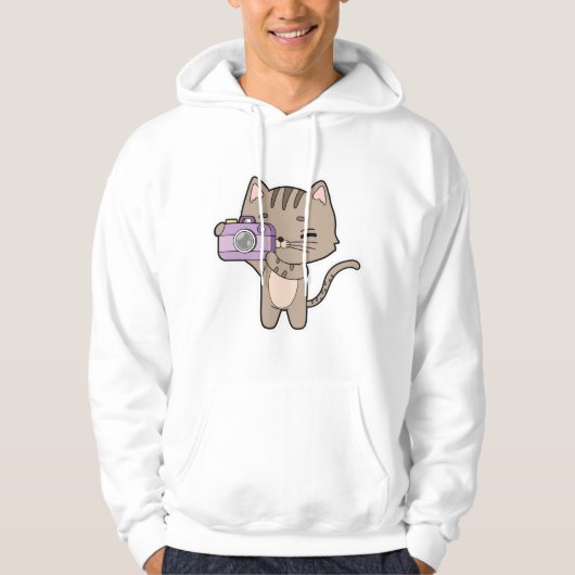 Katze als Fotograf mit Kamera Hoodie (Vorderseite)