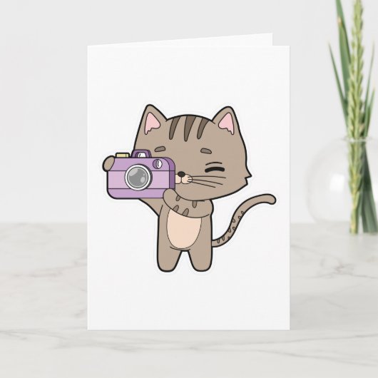 Katze als Fotograf mit Kamera Karte (Vorderseite)