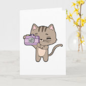 Katze als Fotograf mit Kamera Karte (Gelbe Blume)
