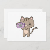 Katze als Fotograf mit Kamera Postkarte (Vorne/Hinten)