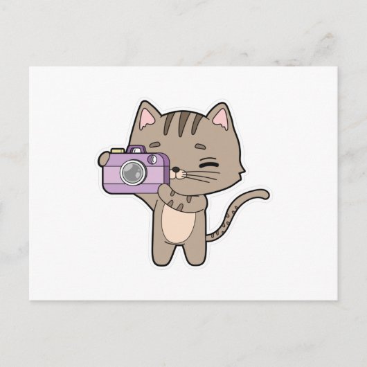 Katze als Fotograf mit Kamera Postkarte (Vorderseite)