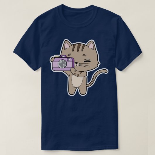 Katze als Fotograf mit Kamera T-Shirt (Design vorne)