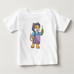 Katze als Friseur mit Schere Baby T-shirt