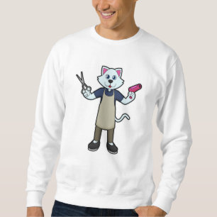 Katze als Friseur mit Schere & Haartrockner Sweatshirt