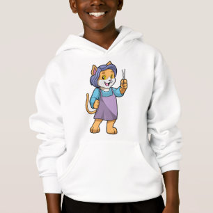 Katze als Friseur mit Schere Hoodie