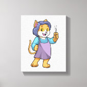 Katze als Friseur mit Schere Leinwanddruck (Vorderseite)