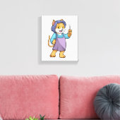 Katze als Friseur mit Schere Leinwanddruck (Insitu (Wohnzimmer))