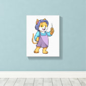 Katze als Friseur mit Schere Leinwanddruck (Insitu (Holzboden))