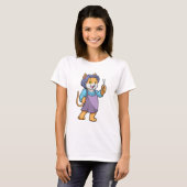 Katze als Friseur mit Schere T-Shirt (Vorne ganz)