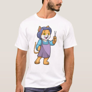 Katze als Friseur mit Schere T-Shirt