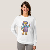 Katze als Friseur mit Schere T-Shirt (Vorne ganz)