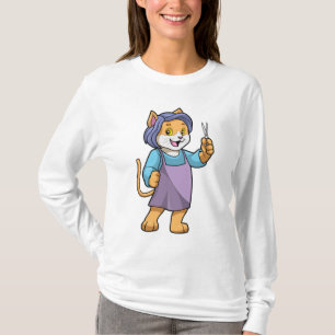 Katze als Friseur mit Schere T-Shirt