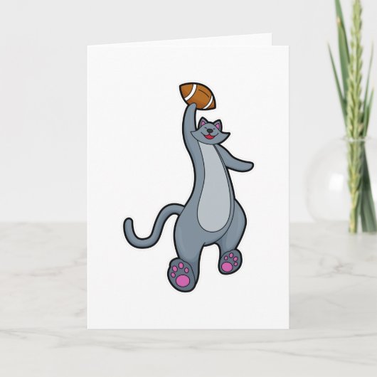 Katze als Fußballspieler mit Fußball Karte (Vorderseite)