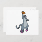 Katze als Fußballspieler mit Fußball Postkarte (Vorne/Hinten)