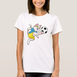 Katze als Fußballspieler mit Fußball T-Shirt