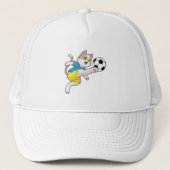 Katze als Fußballspieler mit Fußball Truckerkappe (Vorderseite)