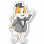 Katze als Groom mit Band Aufkleber (Vorderseite)