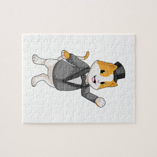 Katze als Groom mit Band Puzzle (Horizontal)