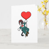 Katze als Groom mit Herzballon Karte (Gelbe Blume)