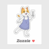 Katze als Haarstylistin mit Schere Aufkleber (Blatt)