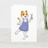 Katze als Haarstylistin mit Schere Karte (Rückseite)