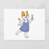 Katze als Haarstylistin mit Schere Postkarte (Vorderseite)