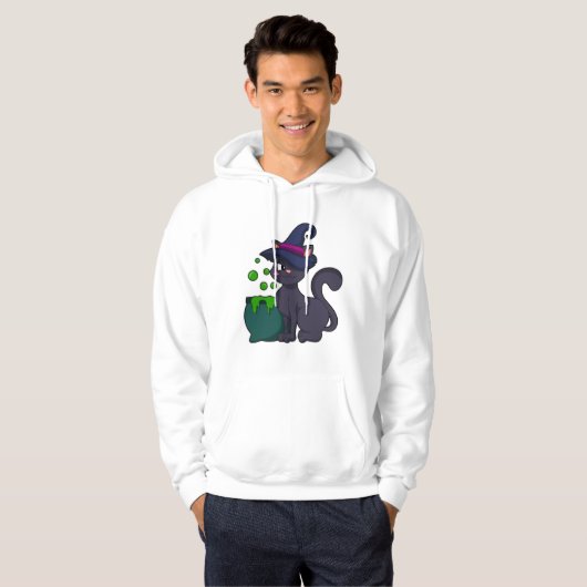 Katze als Hexe mit Cauldron Hoodie (Vorne ganz)