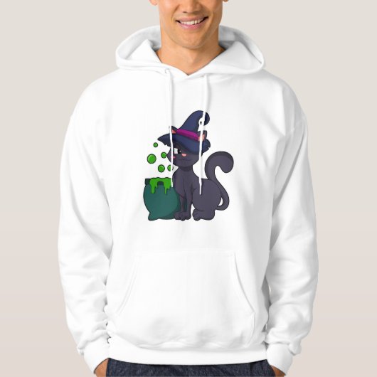Katze als Hexe mit Cauldron Hoodie (Vorderseite)