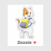 Katze als Hiker mit Rucksack Aufkleber (Blatt)