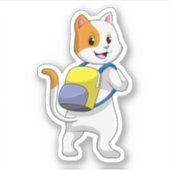 Katze als Hiker mit Rucksack Aufkleber (Vorderseite)