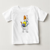Katze als Hiker mit Rucksack Baby T-shirt (Vorderseite)
